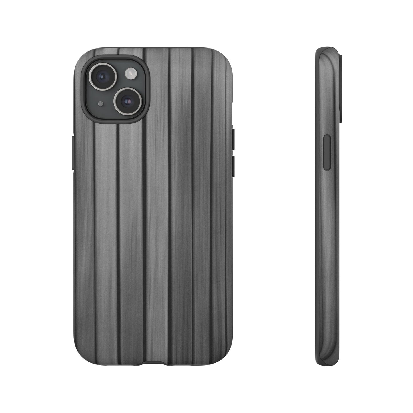 Ribbed metal texture phone case for iPhone, tough protective cover with modern design by Printify.