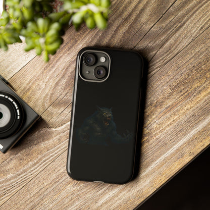 Dark monster graphic werewolf phone case by Printify, tough protective cover for smartphones with a spooky, detailed design.
