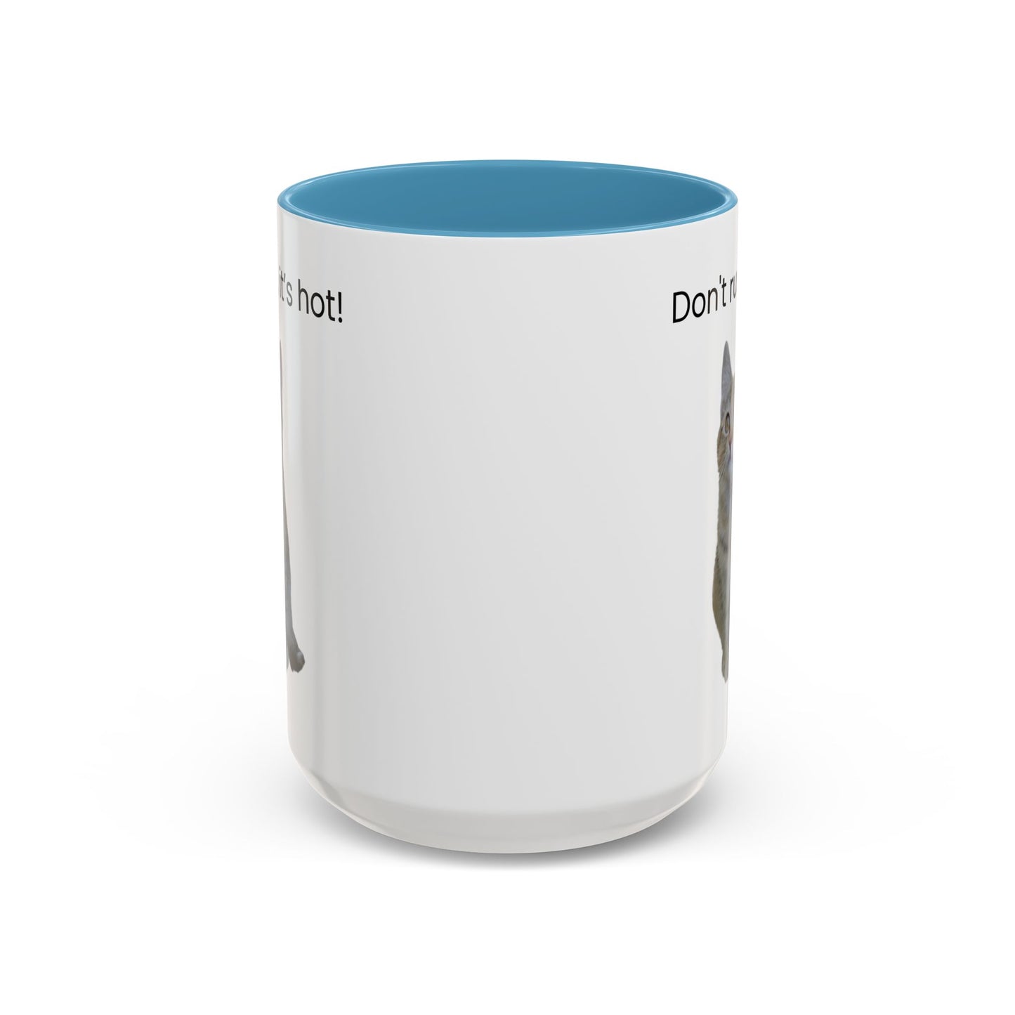 Cat Coffee Mug - "Don't rush, it's hot!" Accent Ceramic Mug (11/15 oz)