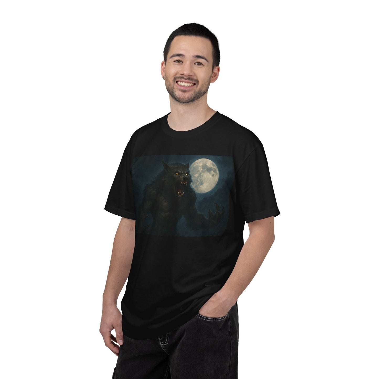 Moonlit Werewolf T-shirt, Unisex Horror Tee, Halloween Gift, Gothic Apparel, Graphic Tee, Nighttime Fantasy Wear