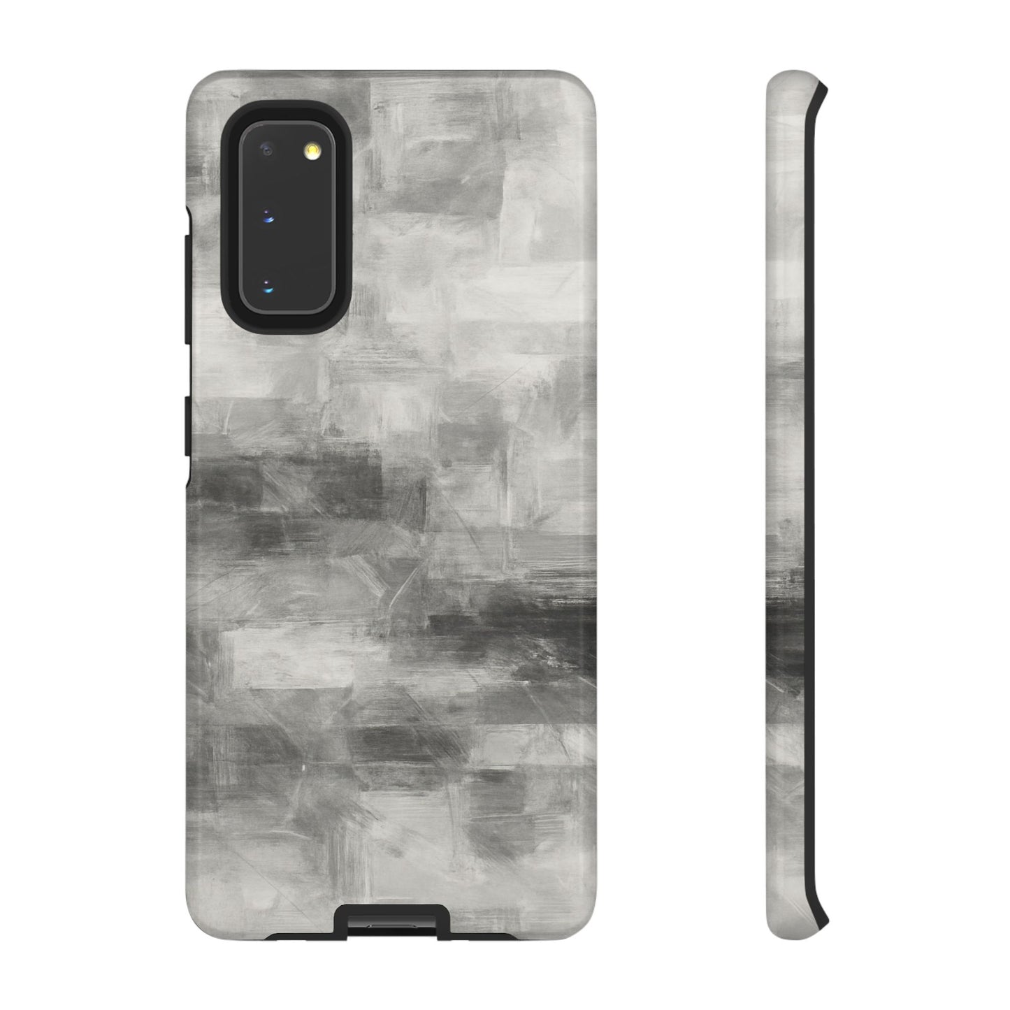 Abstract gray grid phone case for iPhone, tough protective cover by Printify featuring modern geometric design.
