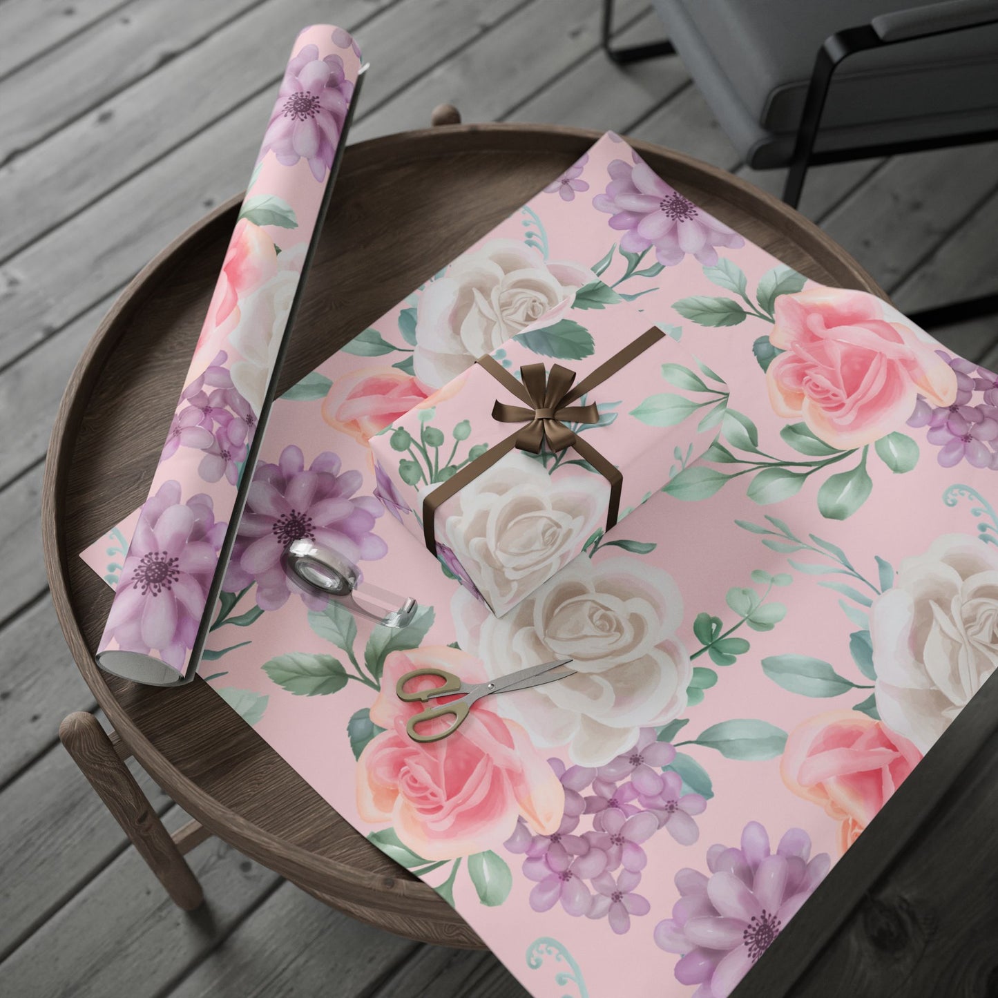 Floral Pink Wrapping Paper Roll — Pastel Peony Gift Wrap for Mother's Day & Birthdays