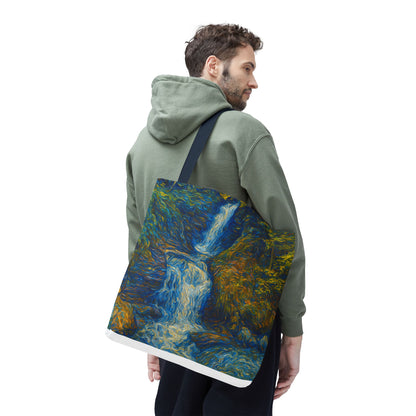 Nature-Inspired Tote Bag, Artistic Eco-Friendly Shopper, Waterfall Design, Reusable Market Bag, Gift for Nature Lovers - TRV