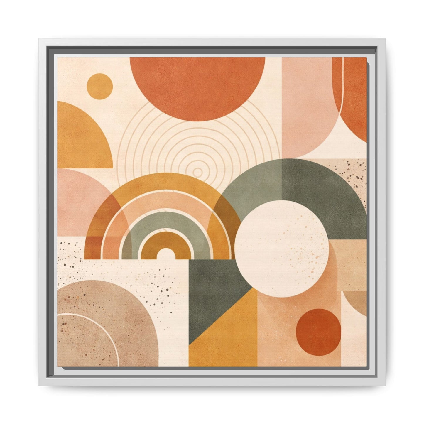 Abstract Terracotta Geometric Rainbow Matte Canvas Framed