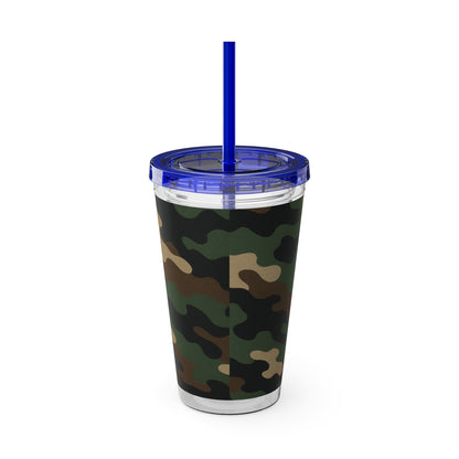 Stylish Camo Tumbler, 16oz Cup with Straw, Perfect for Outdoor Adventures, Gifts for Him, Travel Mug, Eco-friendly Drinkware, Camping - TRV