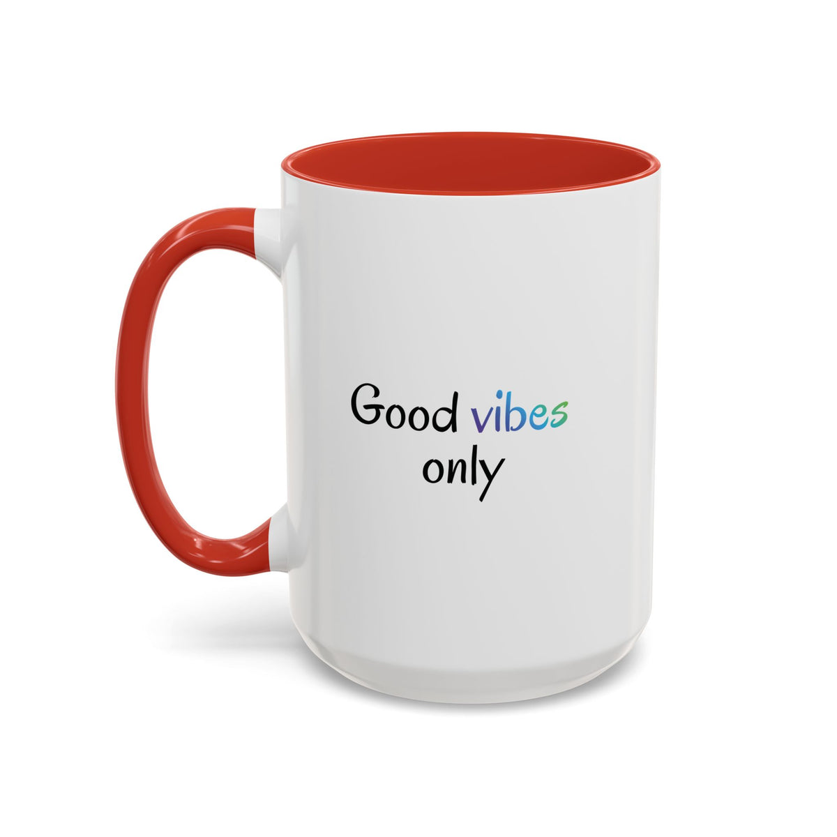 Printify Good Vibes Only accent coffee mug with positive inspirational message and modern design for morning tea or coffee.