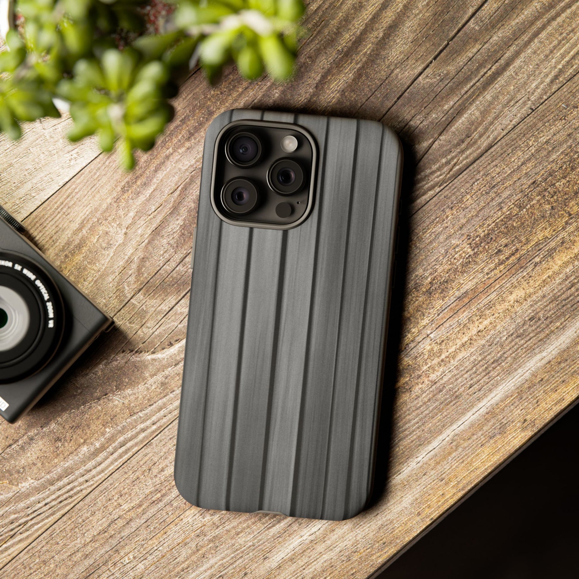 Ribbed metal texture iPhone case by Printify, tough protective phone cover with stylish ribbed design and durable construction.