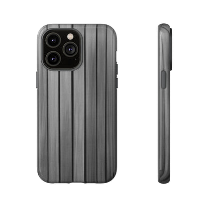 Ribbed metal texture iPhone phone case by Printify, tough protective cover with sturdy metal design for iPhone models.
