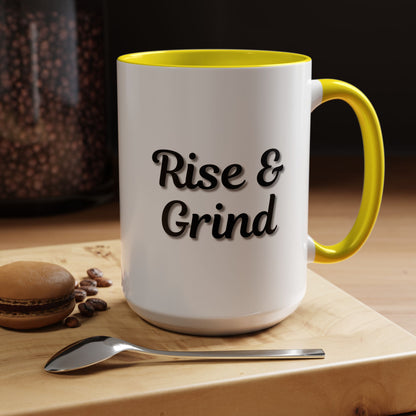 Rise & Grind Coffee Mug – Motivational Black Accent Mug for Daily Inspiration - TRV