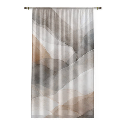 Abstract Watercolor Hills Window Curtain | Neutral Mountain Landscape