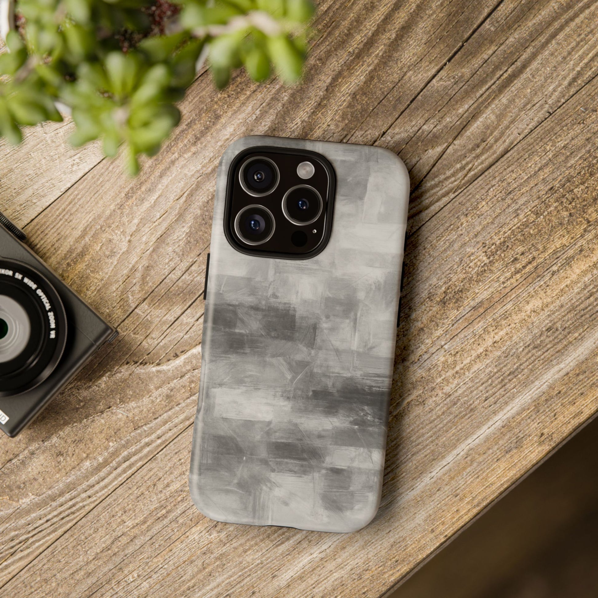 Abstract gray grid phone case for iPhone by Printify, featuring a tough protective design and modern geometric pattern.
