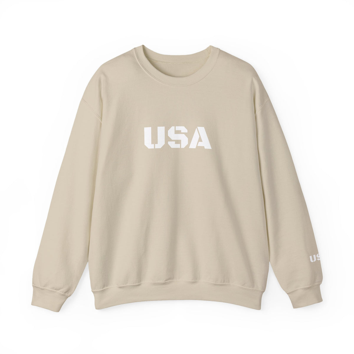 Printify USA crewneck sweatshirt featuring patriotic design, cozy fit, perfect for casual wear and seasonal gifting.