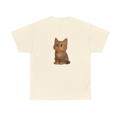 Cute brown kitten graphic on a Cat Lover T-Shirt by Printify, showcasing a cozy and stylish feline-themed tee.