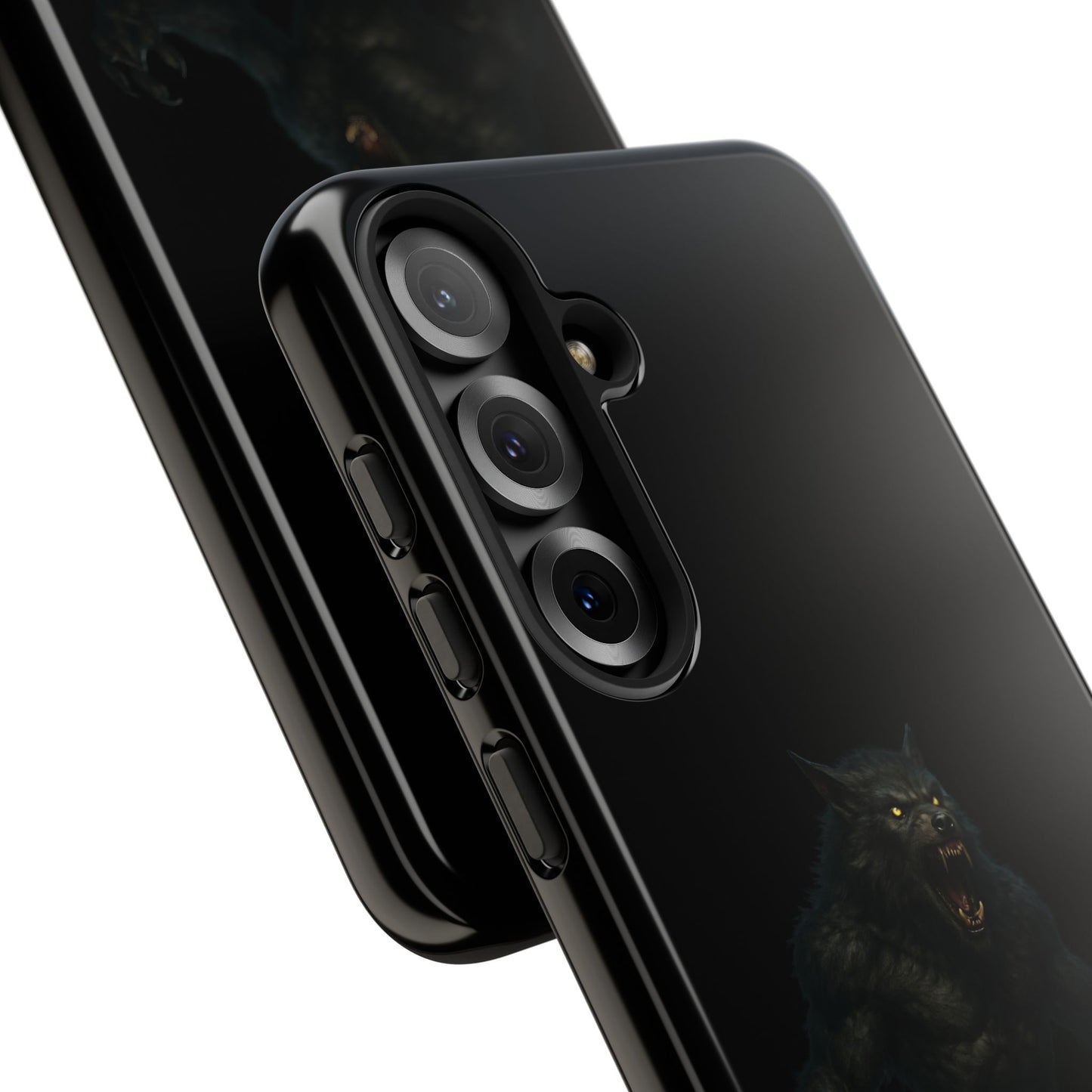 Dark werewolf monster graphic phone case by Printify, tough protective cover for smartphones with a fierce design.