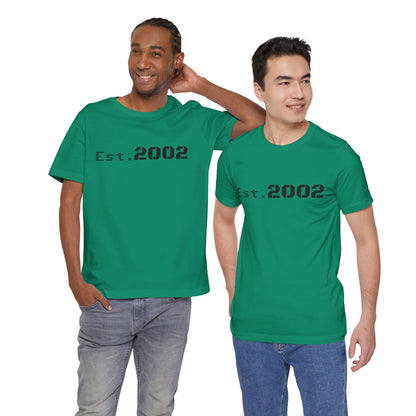 Vintage Est. 2002 T-shirt by Printify featuring a classic year established anniversary design on soft cotton fabric.