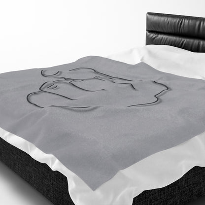 Velveteen plush blanket with heart gesture print, cozy all-over design, ideal for home decor and gifting by Printify.