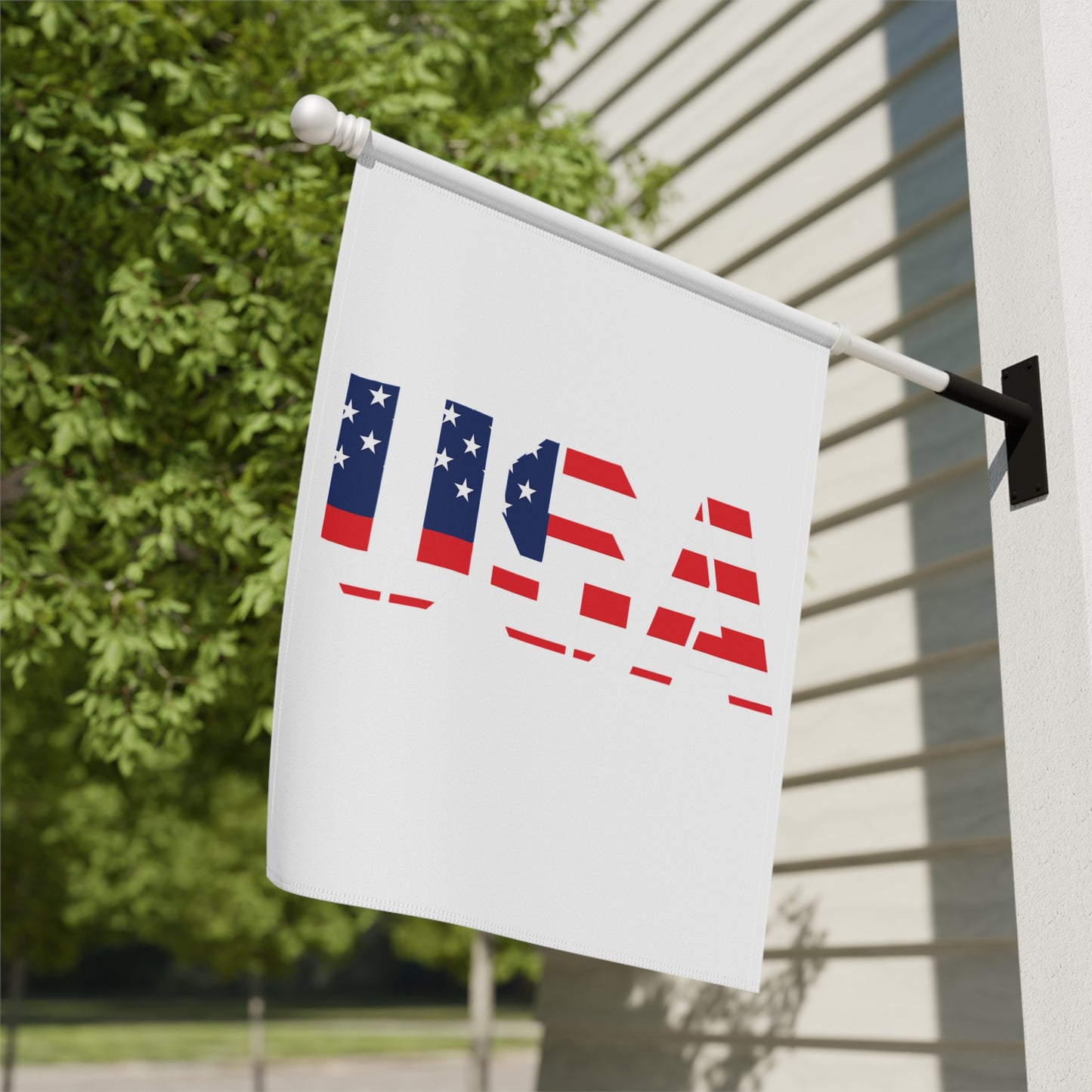 USA flag garden banner for patriotic yard decor, featuring a vibrant American flag design for Memorial Day celebrations.