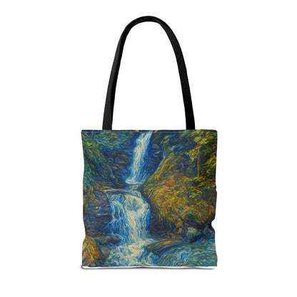 Nature-Inspired Tote Bag, Artistic Eco-Friendly Shopper, Waterfall Design, Reusable Market Bag, Gift for Nature Lovers - TRV