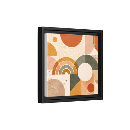 Abstract Terracotta Geometric Rainbow Matte Canvas Framed
