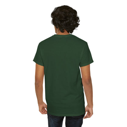 Black graphic T-shirt by Printify featuring dripping lips and 'hmm...' bite design on the front.
