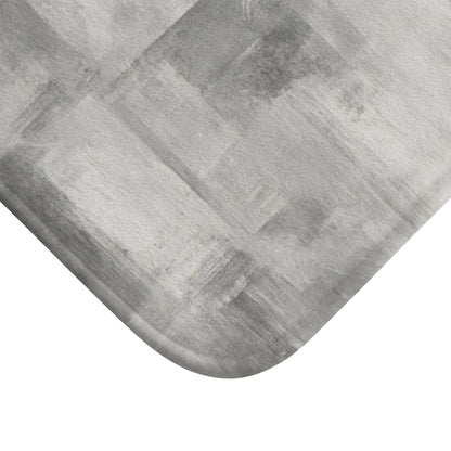Gray abstract bathroom rug by Printify, soft and modern bath mat with luxurious feel, perfect for contemporary bathroom decor.