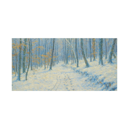 Winter woodland canvas print featuring a snowy forest scene, matte stretched wall art by Printify.