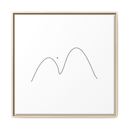 Minimalist mountain line art on framed matte canvas, modern mountain landscape wall decor by Printify