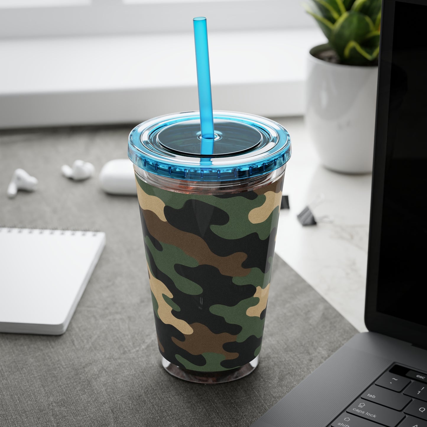 Stylish Camo Tumbler, 16oz Cup with Straw, Perfect for Outdoor Adventures, Gifts for Him, Travel Mug, Eco-friendly Drinkware, Camping