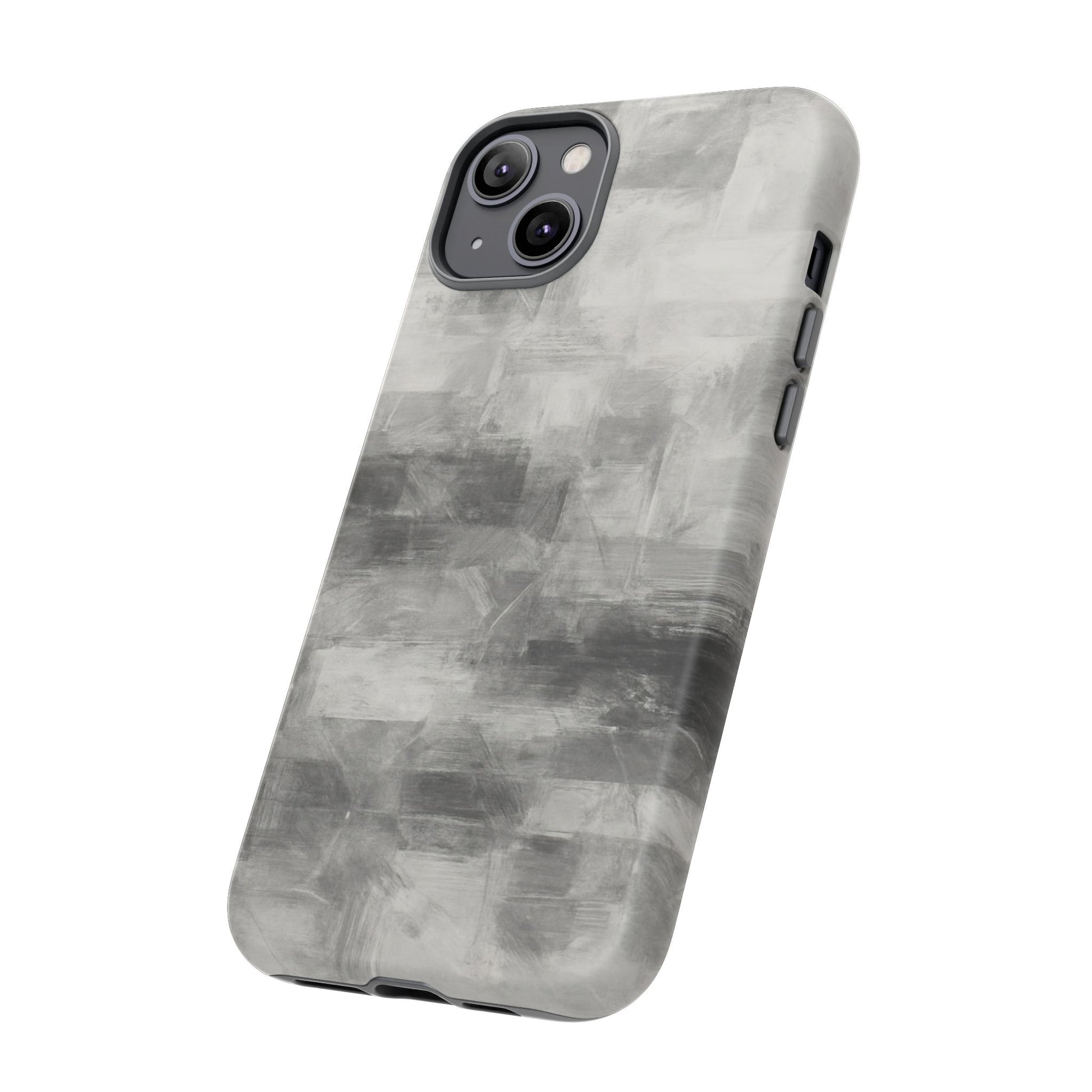 Abstract gray grid phone case for iPhone, tough protective cover by Printify featuring modern geometric design.