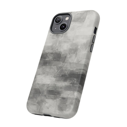 Abstract gray grid phone case for iPhone, tough protective cover by Printify featuring modern geometric design.