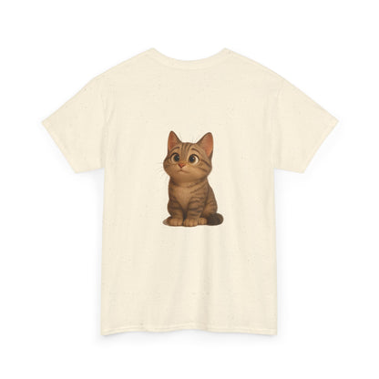 Brown kitten graphic T-shirt for cat lovers, featuring a cute feline design on a casual printify T-shirt.