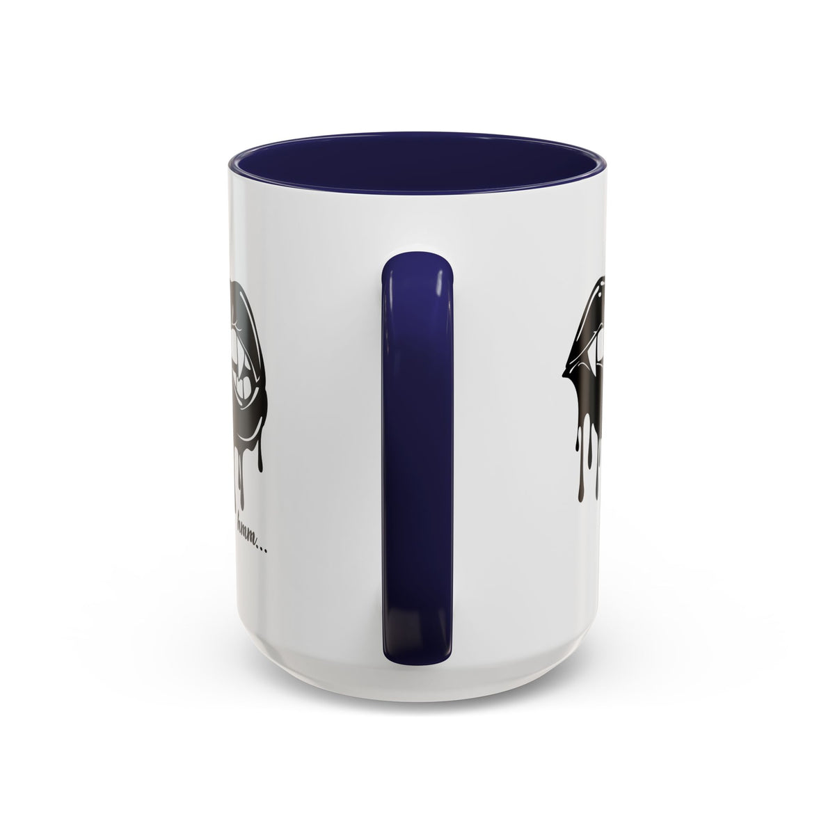 Black Dripping Lips accent coffee mug with bite graphic, available in 11oz or 15oz sizes, by Printify.