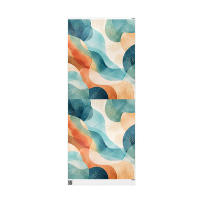 Abstract Wave Wrapping Paper Roll — Teal & Coral Modern Gift Wrap
