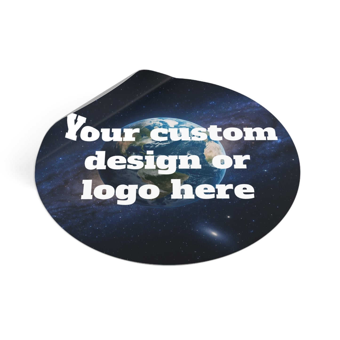 Round vinyl sticker featuring a space-themed design by Custom Earth Space, perfect for decorating laptops, water bottles, or notebooks.