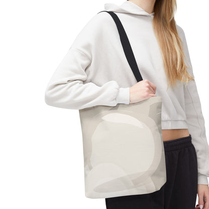Neutral Abstract Circle Pattern Tote Bag | Minimal Beige AOP Canvas