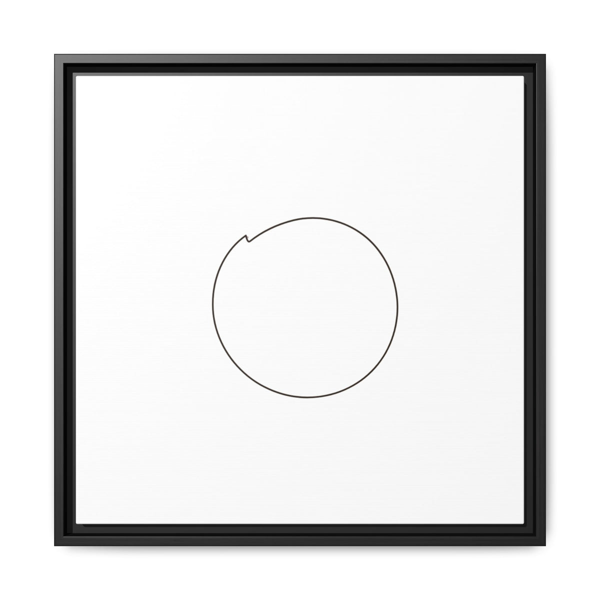 Framed matte canvas wall art featuring a minimal circular line design, by Printify, showcasing modern abstract wall decor.