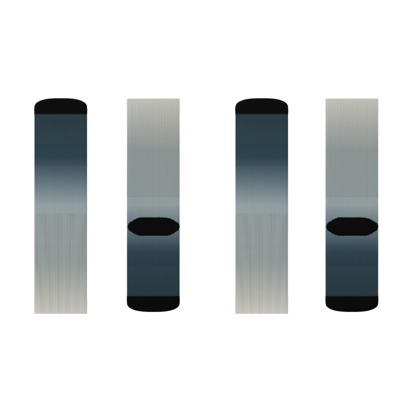 Blue Gray Ombre Sublimation Socks | Gradient Crew Socks