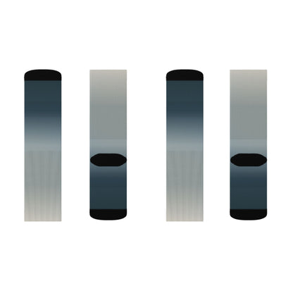 Blue Gray Ombre Sublimation Socks | Gradient Crew Socks