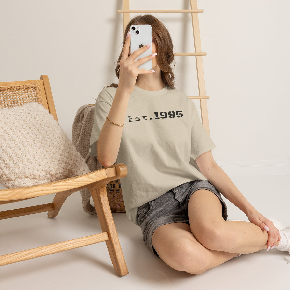 Vintage Est. 1995 T-shirt by Printify, minimalist birthday tee with "Born in 1995" design, casual and stylish for everyday wear.