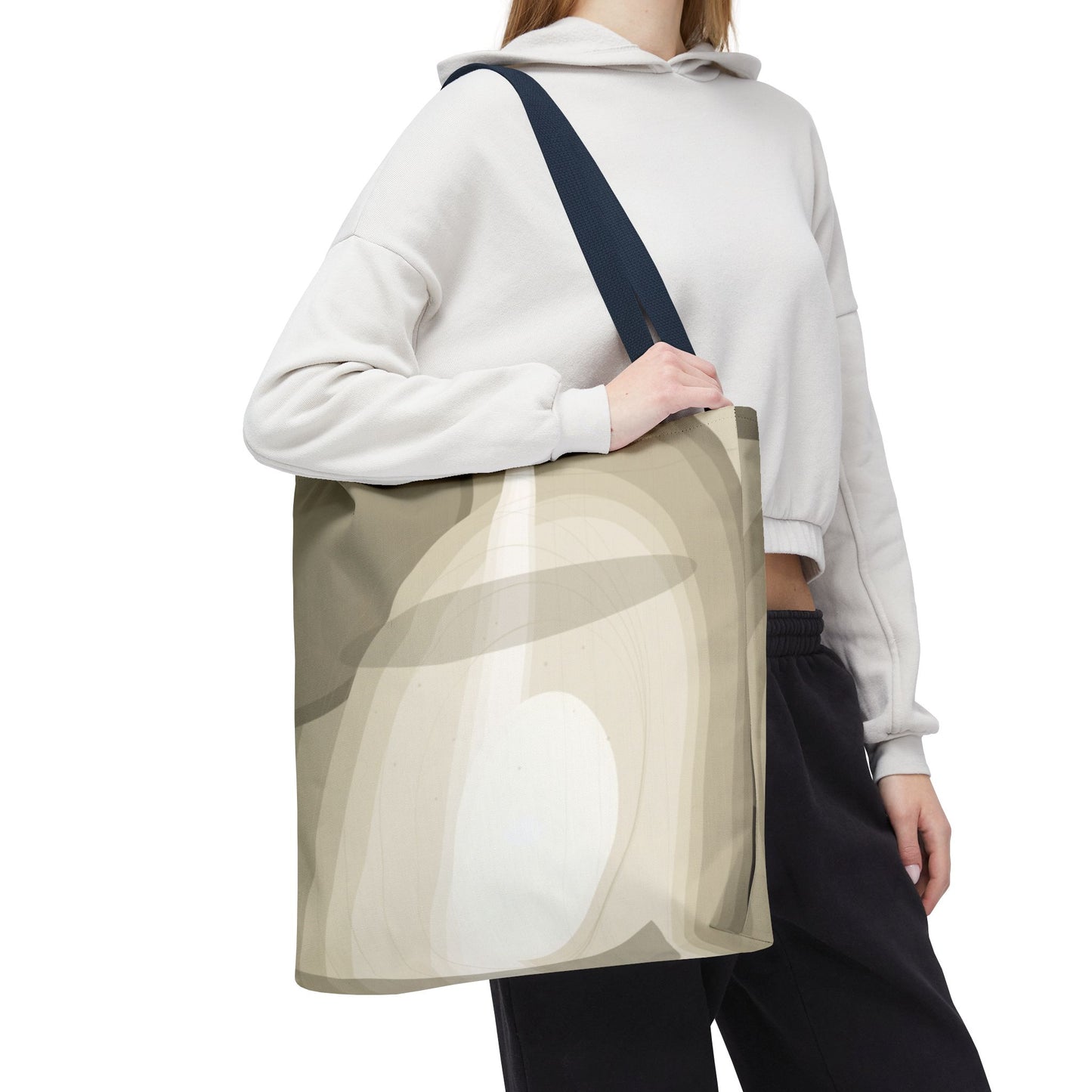 Neutral Abstract Light Beam Tote Bag | Minimalist Geometric Pattern
