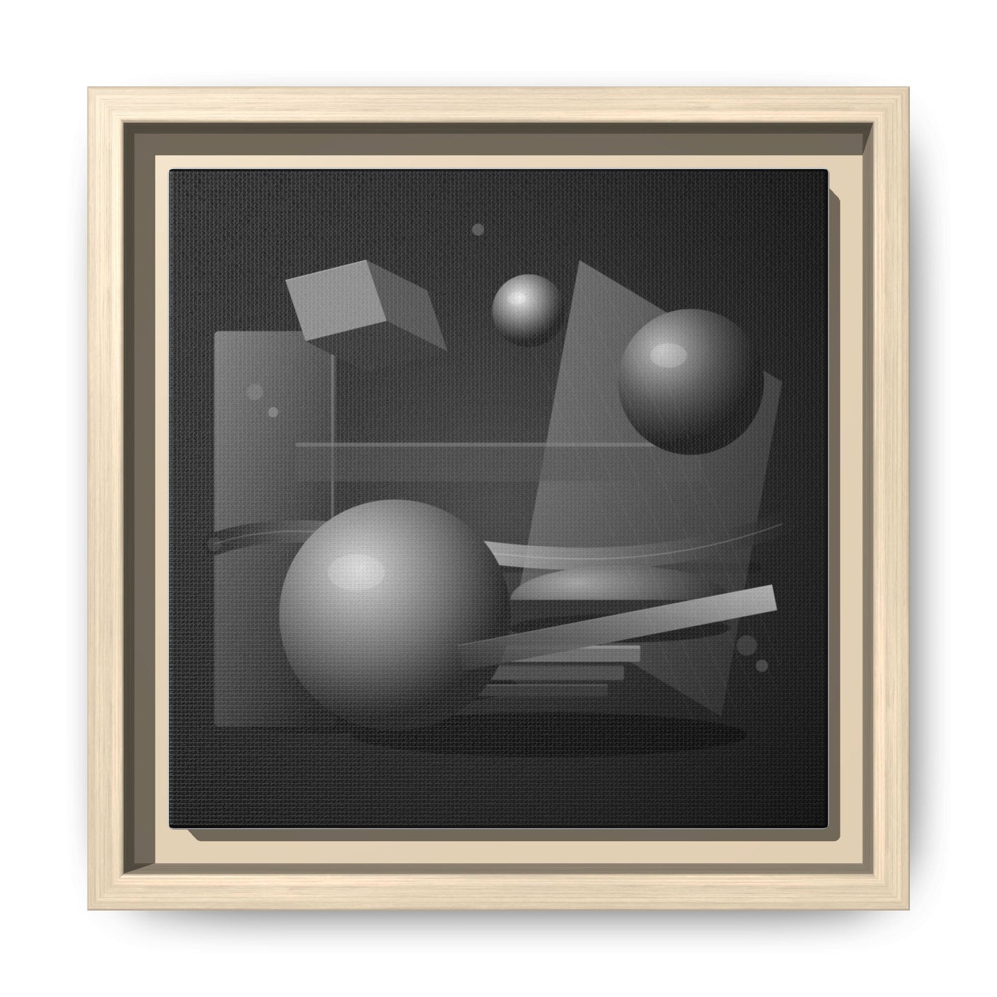 Monochrome Geometric Spheres Canvas Framed Wall Art | Matte Print