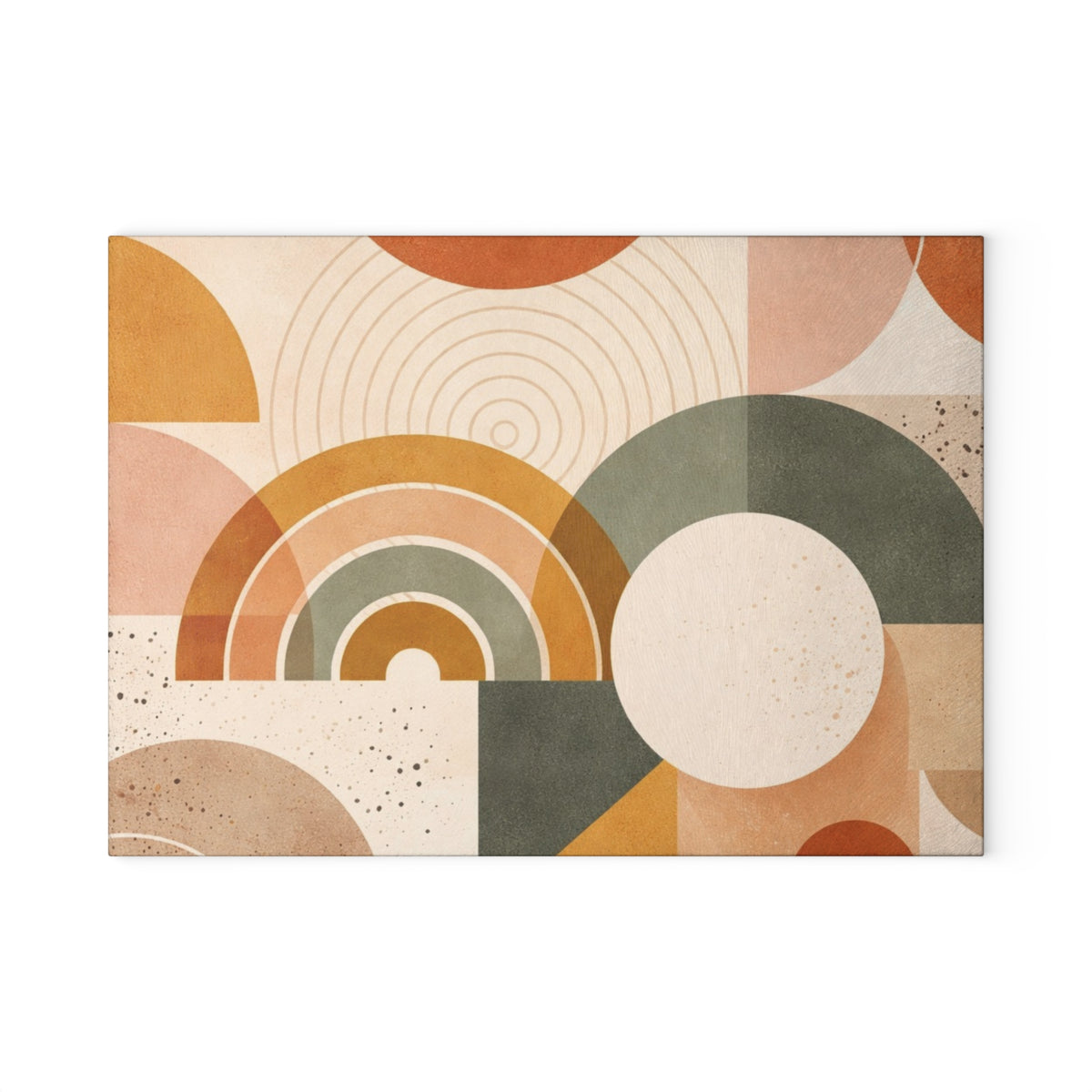 Mid-Century Geometric Glass Cutting Board – Retro Rainbow Kitchen Decor