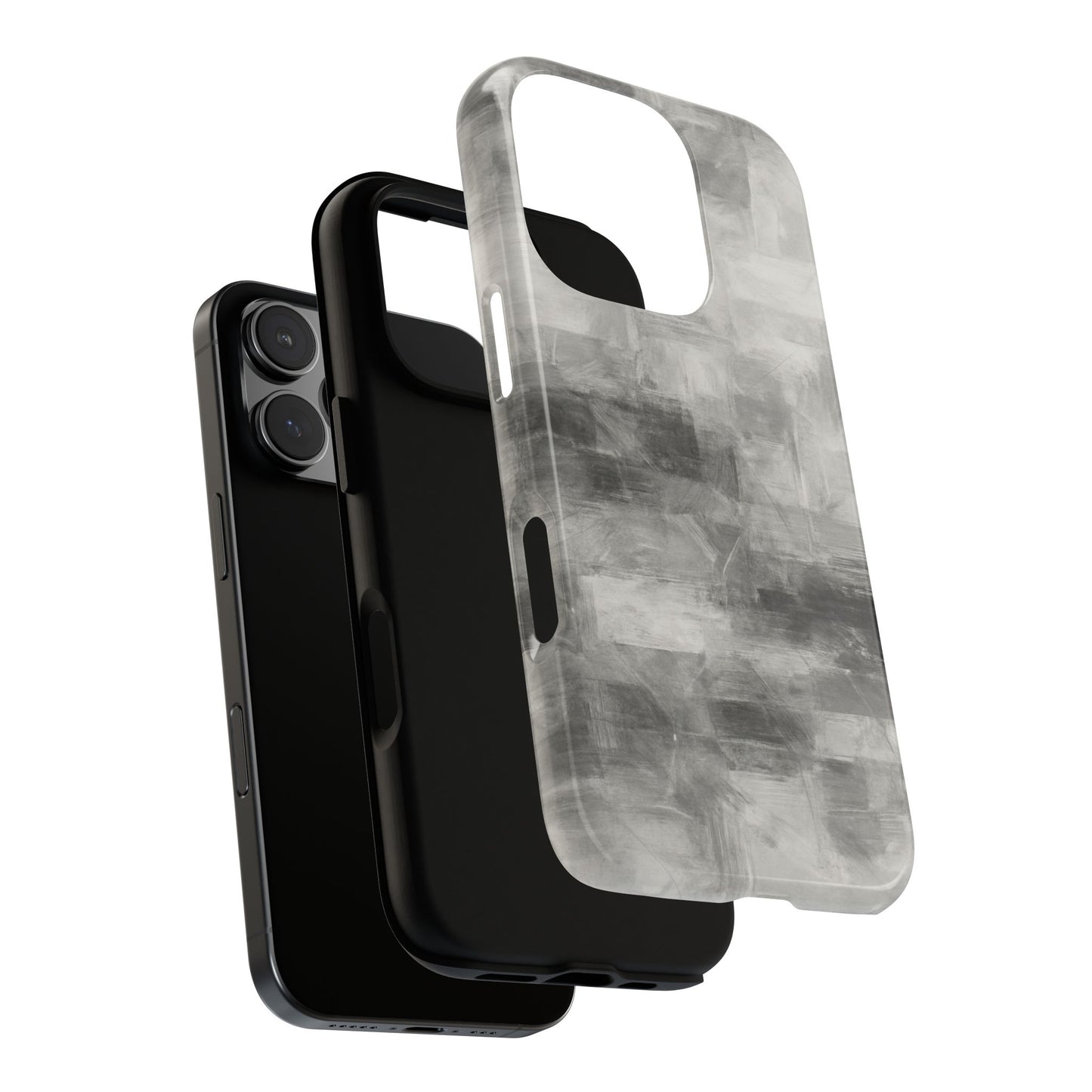 Abstract gray grid phone case for iPhone, tough protective cover by Printify, showcasing a sleek, modern design.