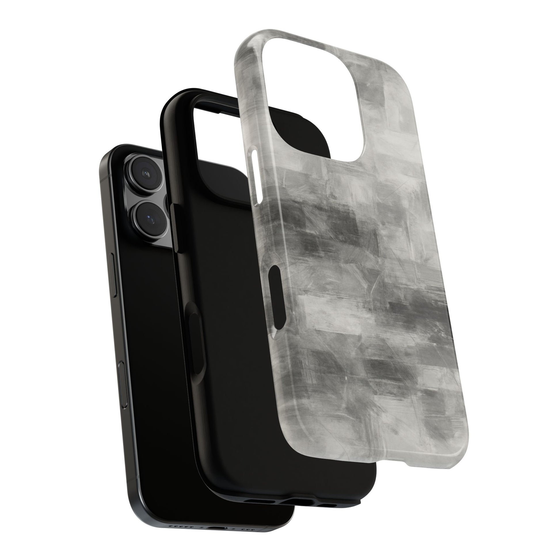 Abstract gray grid phone case for iPhone, tough protective cover by Printify, showcasing a sleek, modern design.