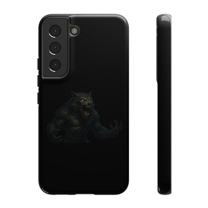Werewolf phone case with dark monster graphic, tough protective design for smartphones, by Printify.