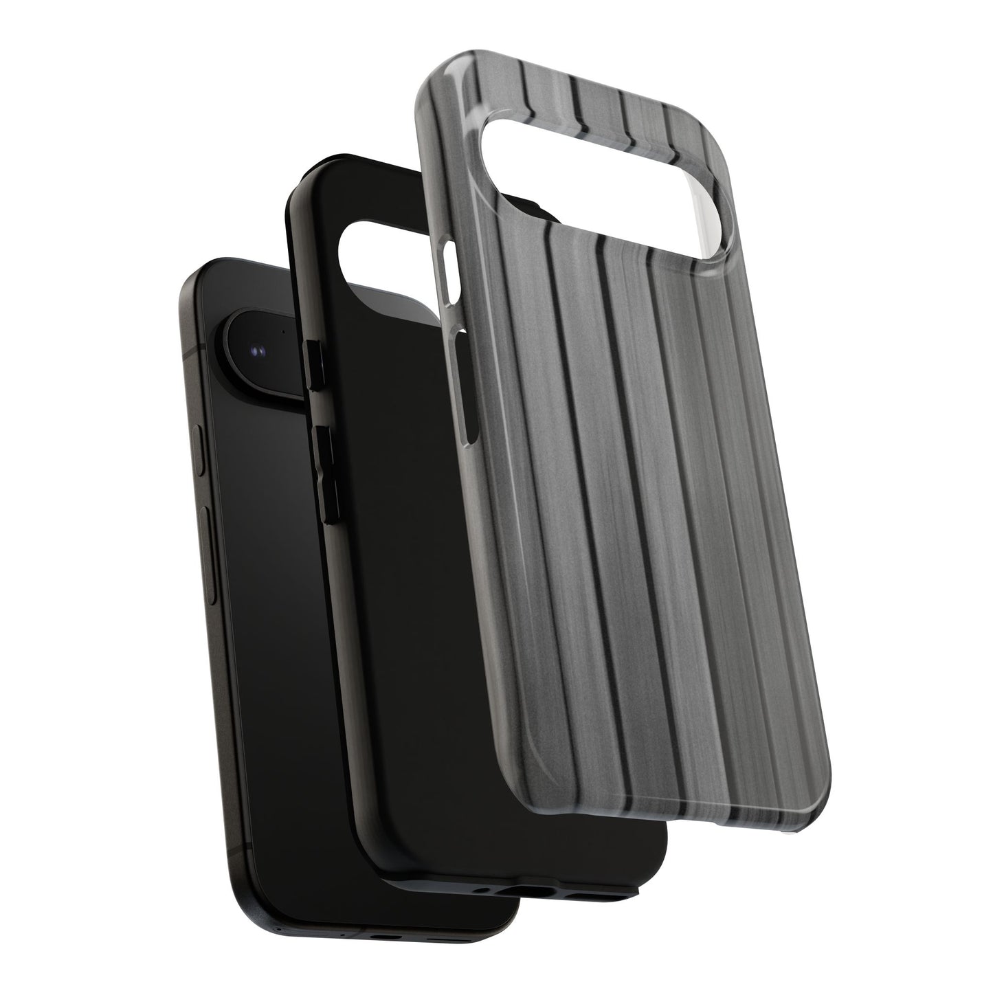 Ribbed metal texture iPhone phone case by Printify, tough protective cover with metallic finish for iPhone models