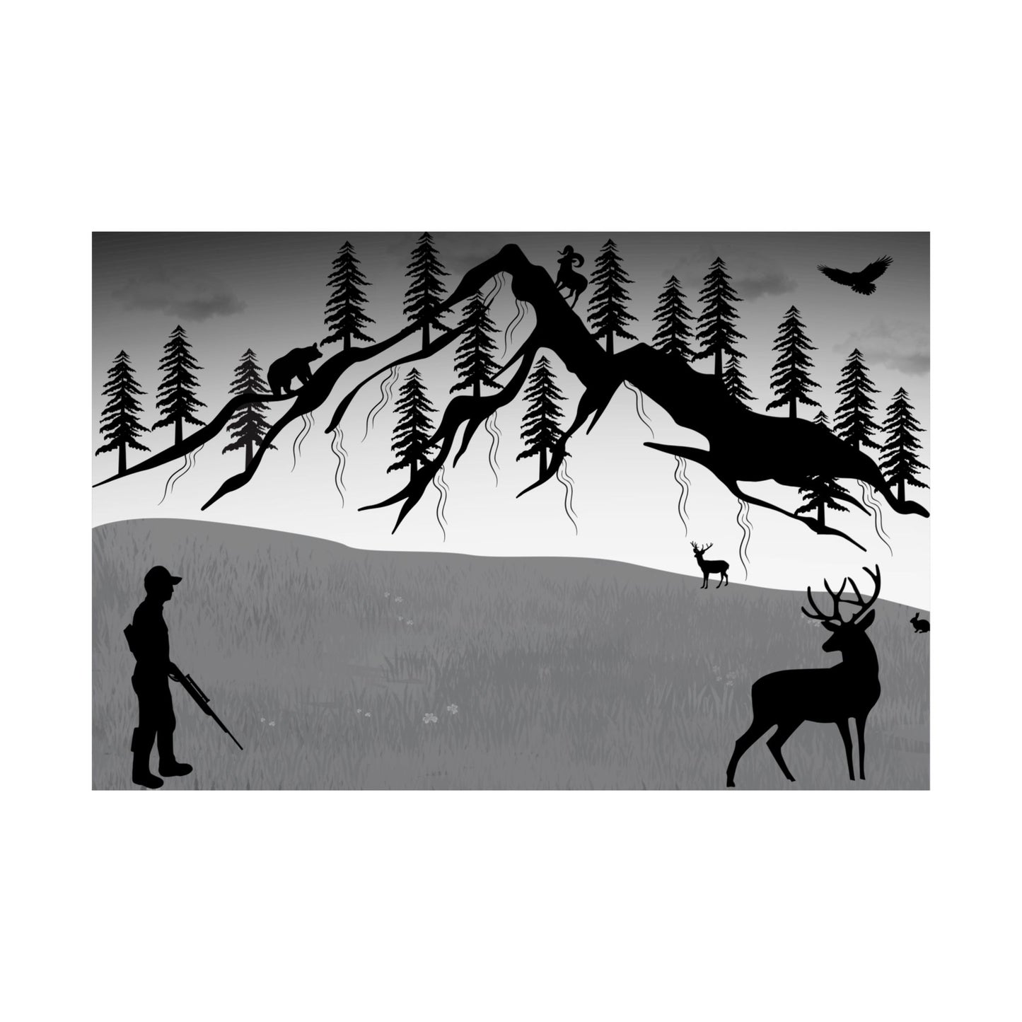 Hunting Wilderness Satin Poster