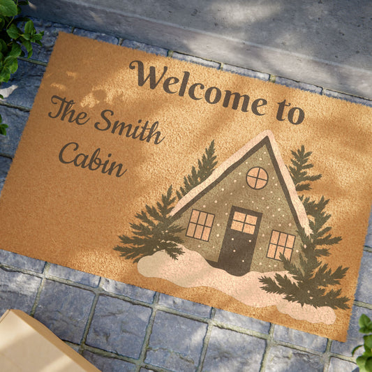 Welcome to The Smith Cabin Doormat | Cabin Welcome Mat, Rustic House Entry Rug - TRV