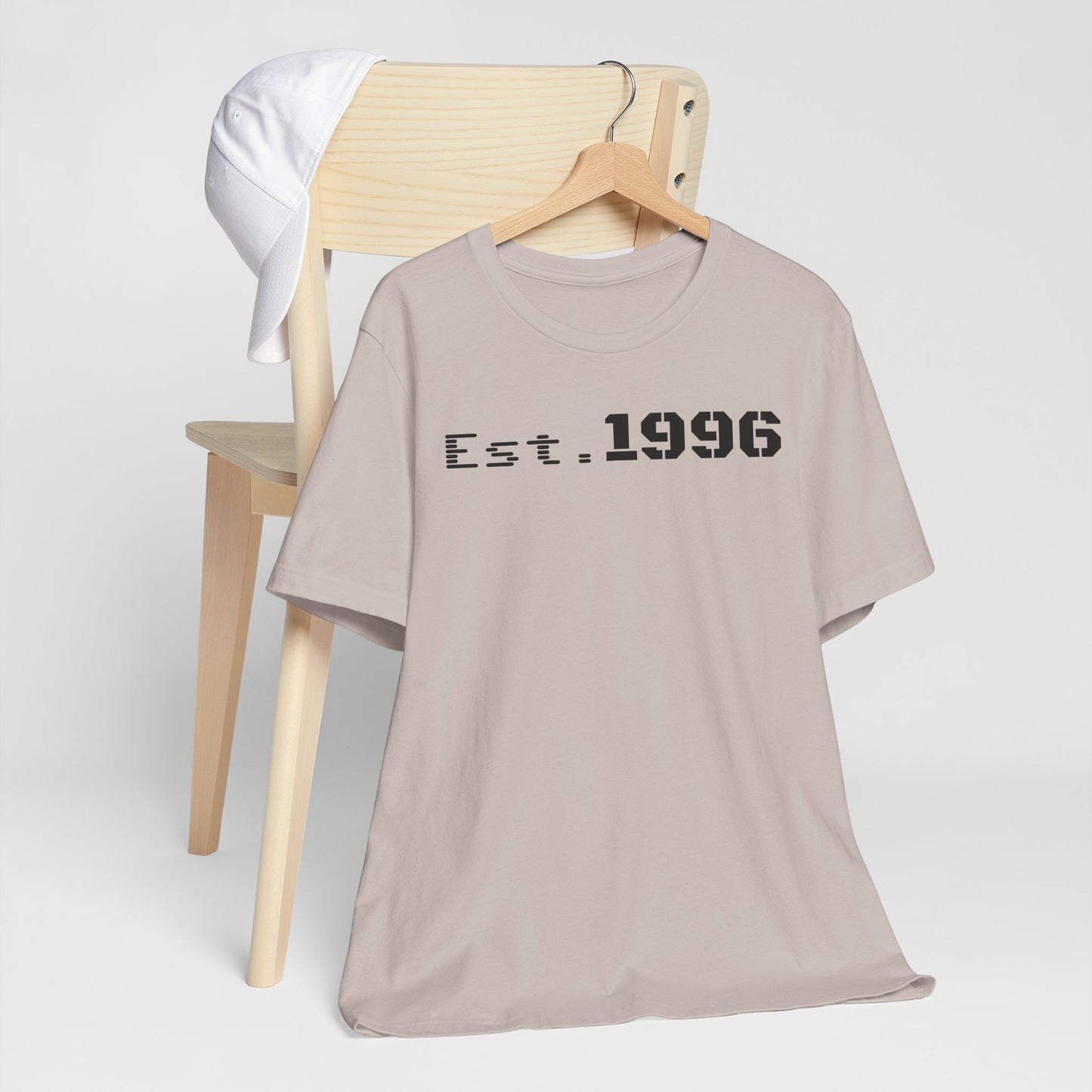 Unisex Jersey Tee - 'Est. 1996' Graphic Shirt, Birthday Gift, Casual Wear, Vintage Style, Retro Fashion, Gift for Him/Her - TRV