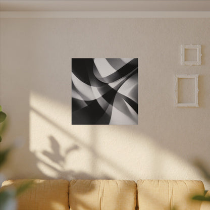Abstract Black and White Swirl Matte Canvas
